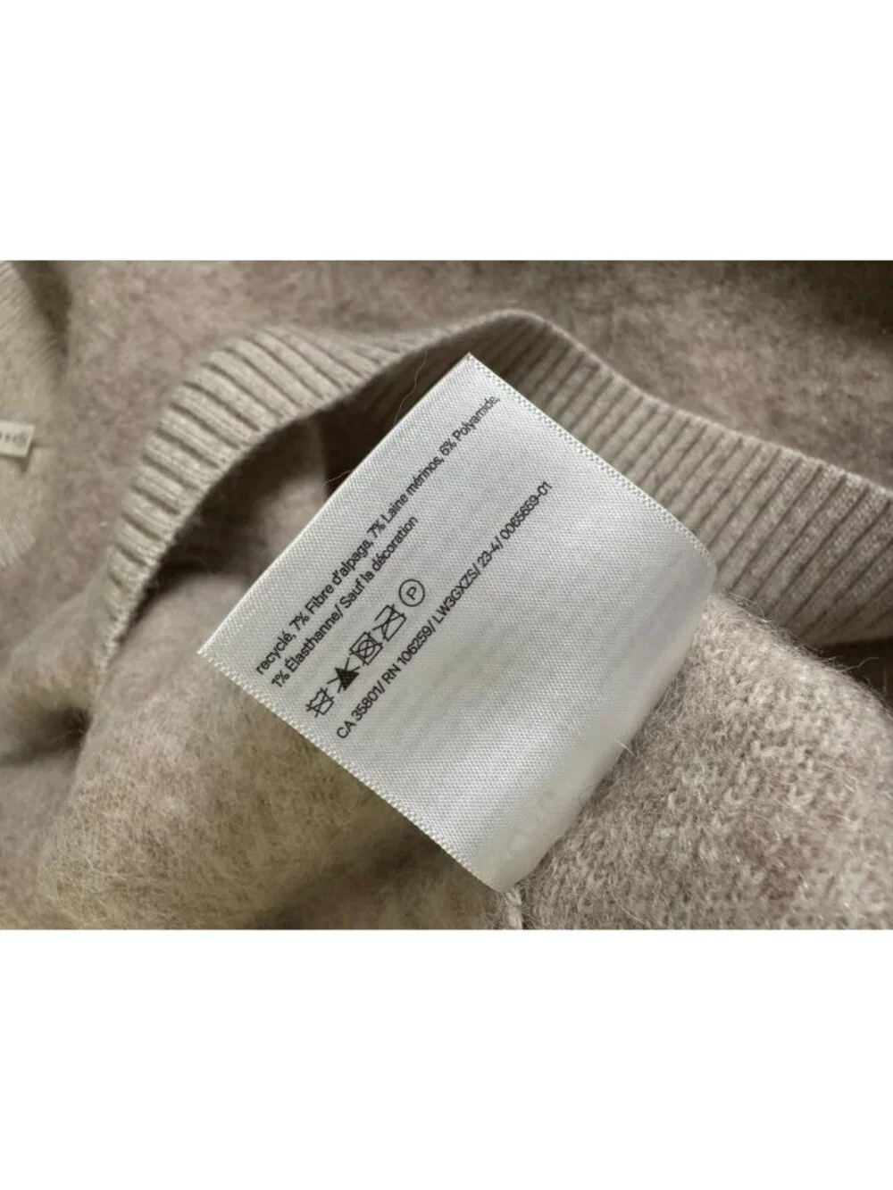 Lululemon Alpaca Wool Blend V-Neck Sweater Beige Womens XL Heathered White Opal - Picture 9 of 16